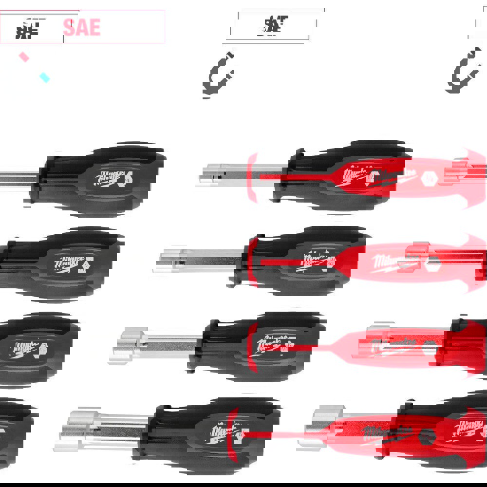 Nutdriver Sets; Drive Size: 1/4 in; 5/16 in; 7/16 in; 9/16 in ; Handle Type: Tri-Lobe ; Shaft Type: Hollow ; Container Type: None ; Shaft Length (Inch): 3 ; Overall Length (Decimal Inch): 7.1700